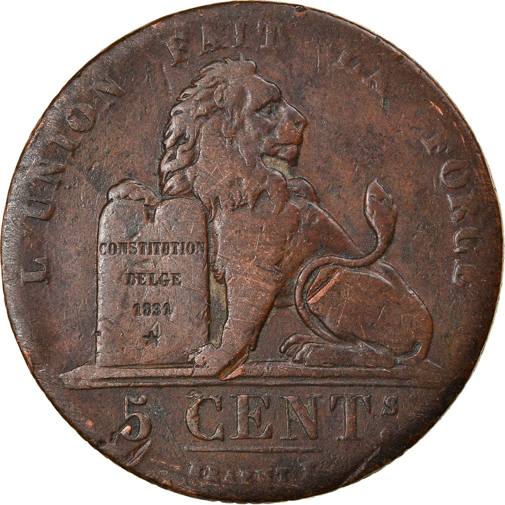 Münze, Belgien, Leopold I, 5 Centimes, 1833, SS, Kupfer, KM:5.2