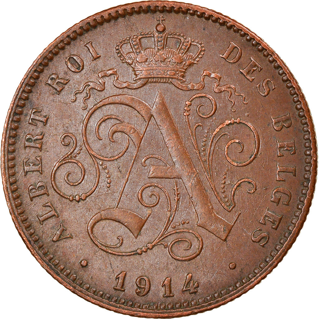 Coin, Belgium, Albert I, 2 Centimes, 1914, AU(50-53), Copper, KM:64