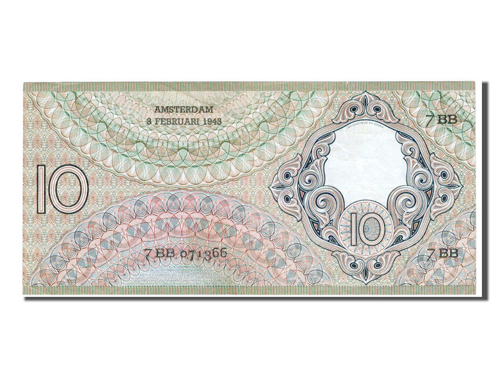 Geldschein, Niederlande, 10 Gulden, 1943, VZ