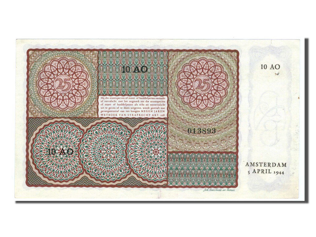 Netherlands, 25 Gulden, 1944, KM #60, UNC(60-62), 10AO