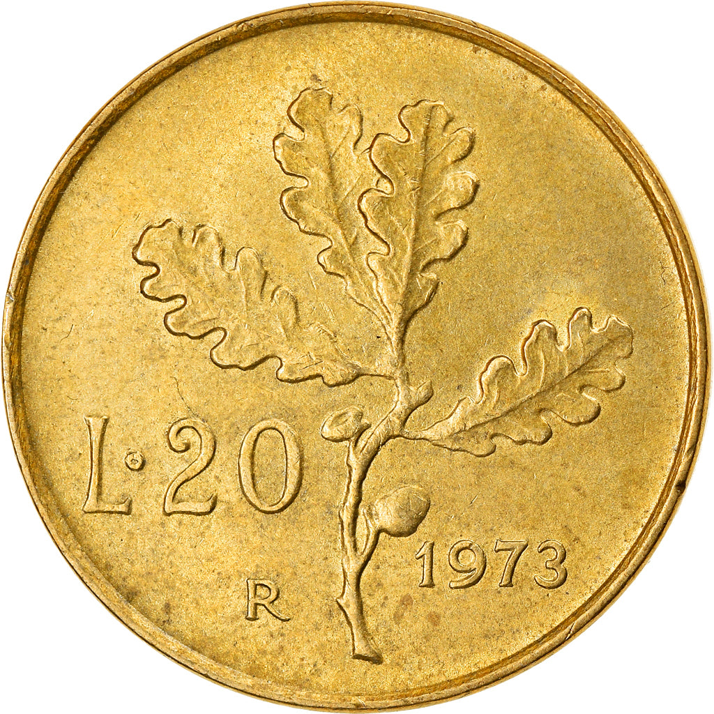 Coin, Italy, 20 Lire, 1973, Rome, EF(40-45), Aluminum-Bronze, KM:97.2