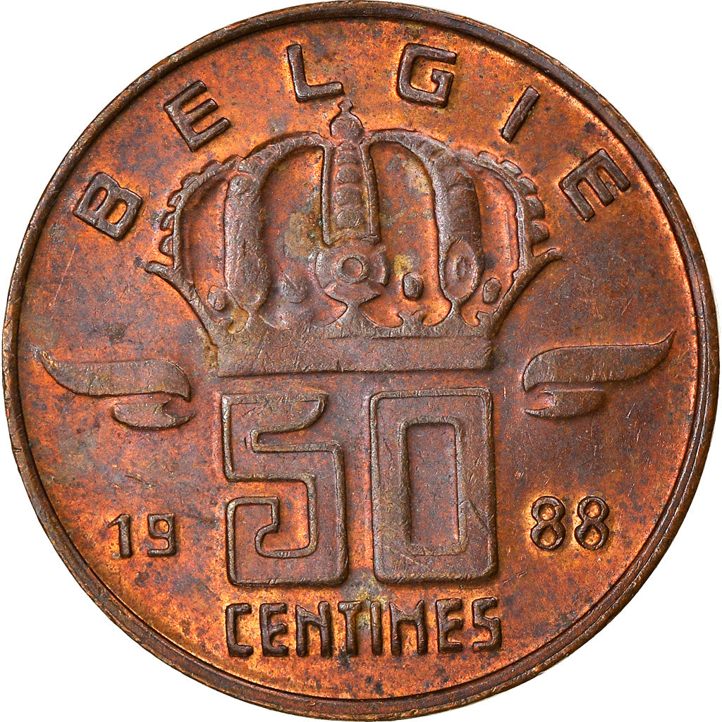 Coin, Belgium, Baudouin I, 50 Centimes, 1988, EF(40-45), Bronze, KM:149.1