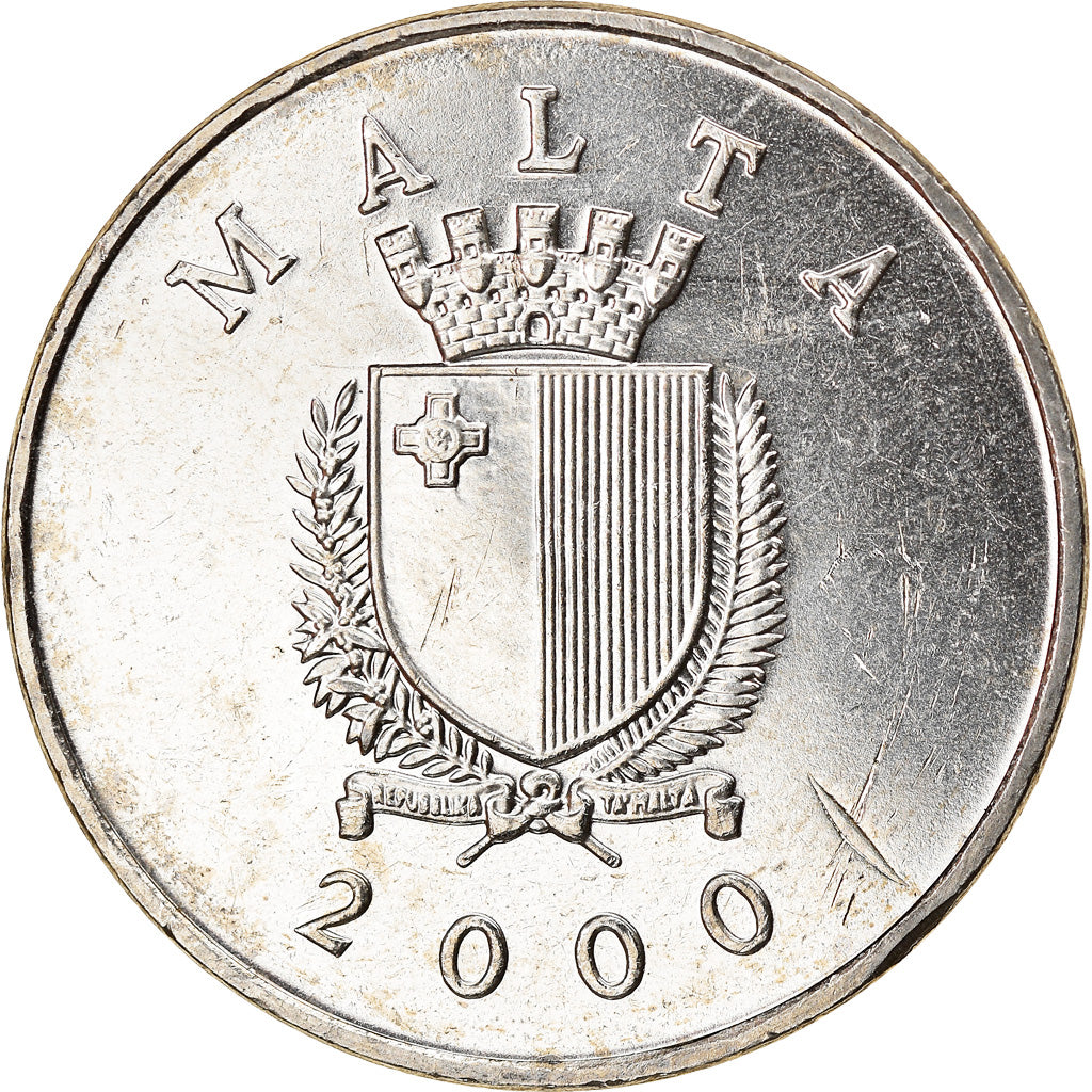 Coin, Malta, 1 Lira, 2000, AU(50-53), Nickel