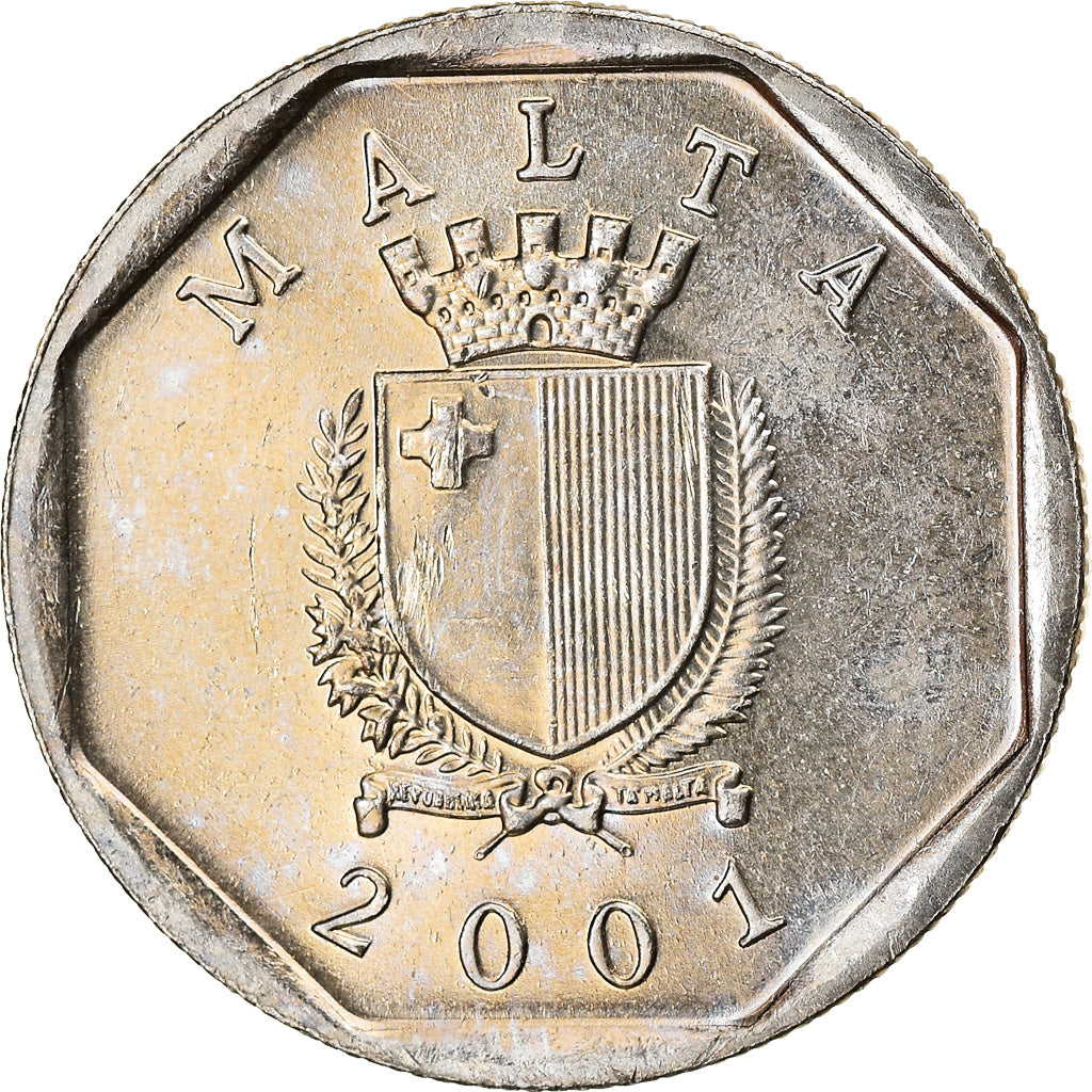 Coin, Malta, 5 Cents, 2001, MS(63), Copper-nickel, KM:95