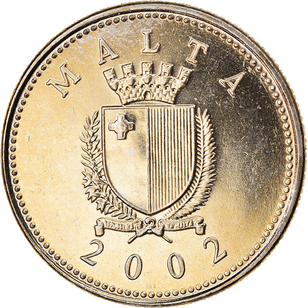 Coin, Malta, 2 Cents, 2002, MS(63), Copper-nickel, KM:94