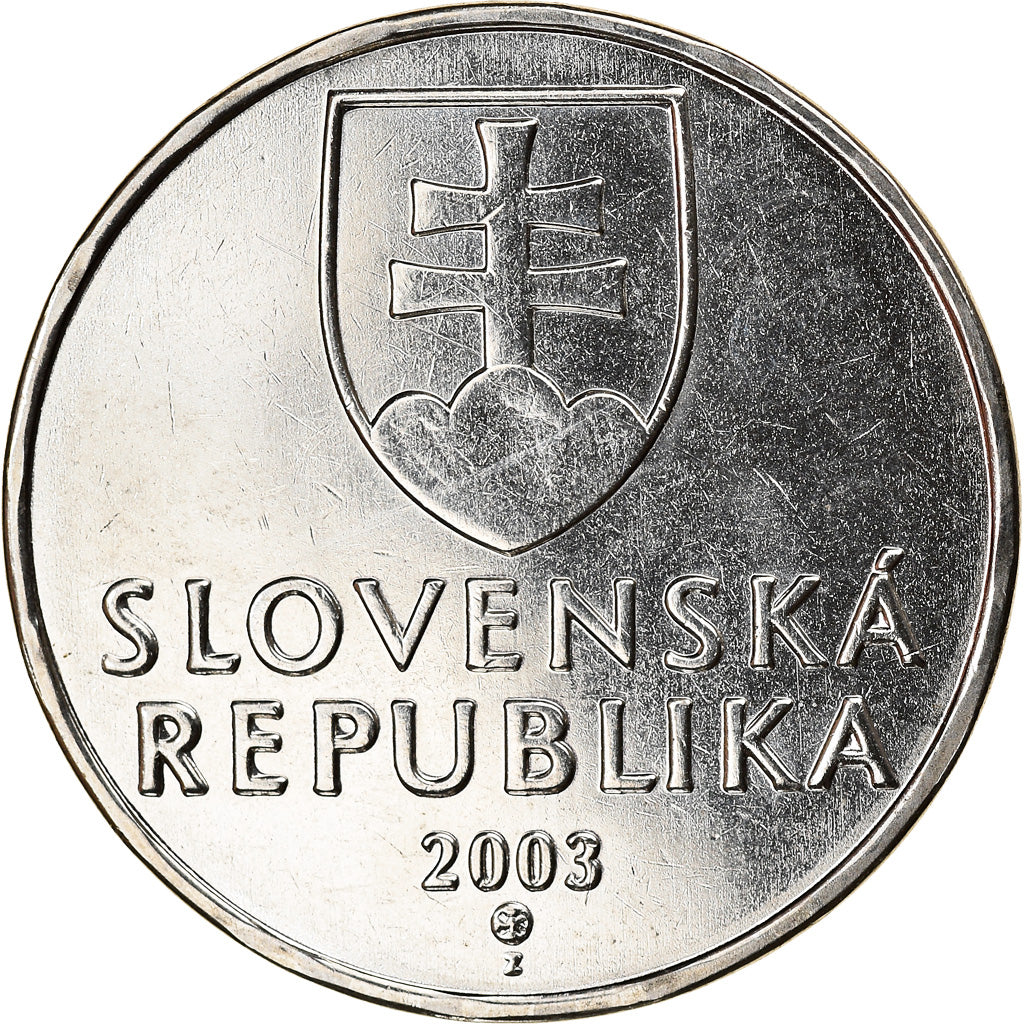 Moneta, Słowacja, 2 Koruna, 2003, MS(63), Nickel platerowany stalą, KM:13
