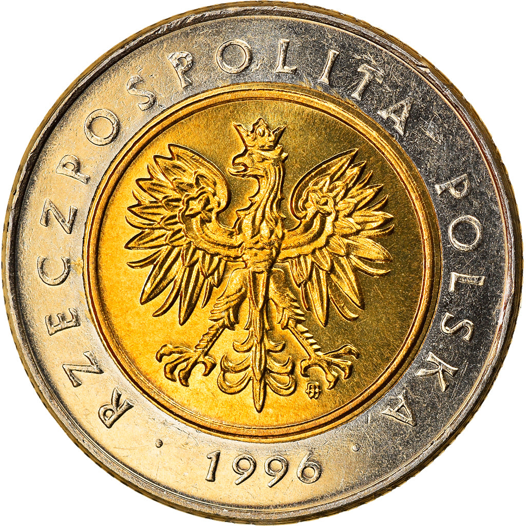 Münze, Polen, 5 Zlotych, 1996, Warsaw, UNZ, Bi-Metallic, KM:284