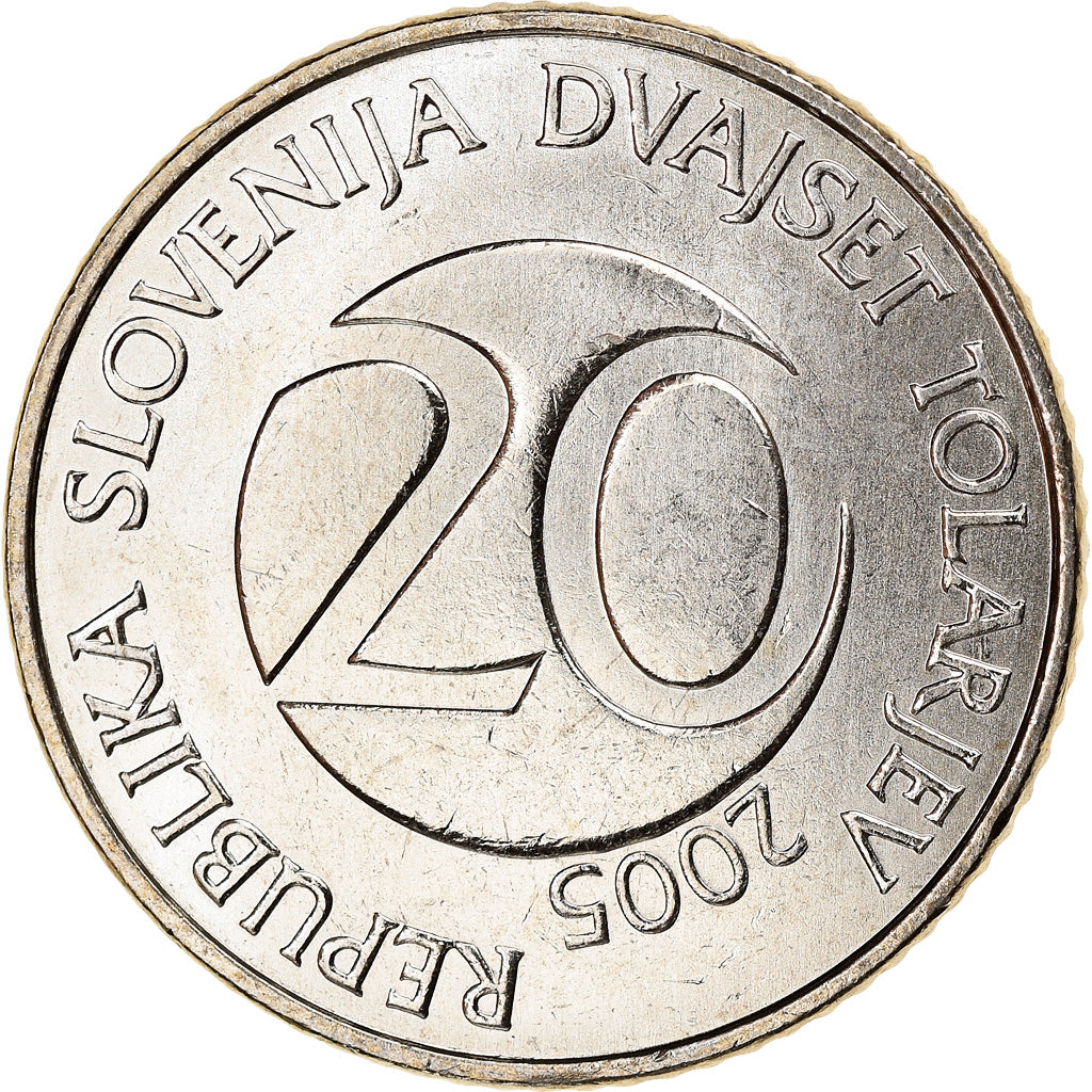Moeda, Eslovénia, 20 Tolarjev, 2005, Kremnica, MS(63), Cobre-níquel, KM:51