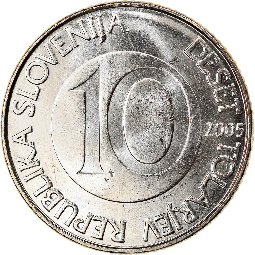 Münze, Slowenien, 10 Tolarjev, 2005, UNZ, Copper-nickel, KM:41