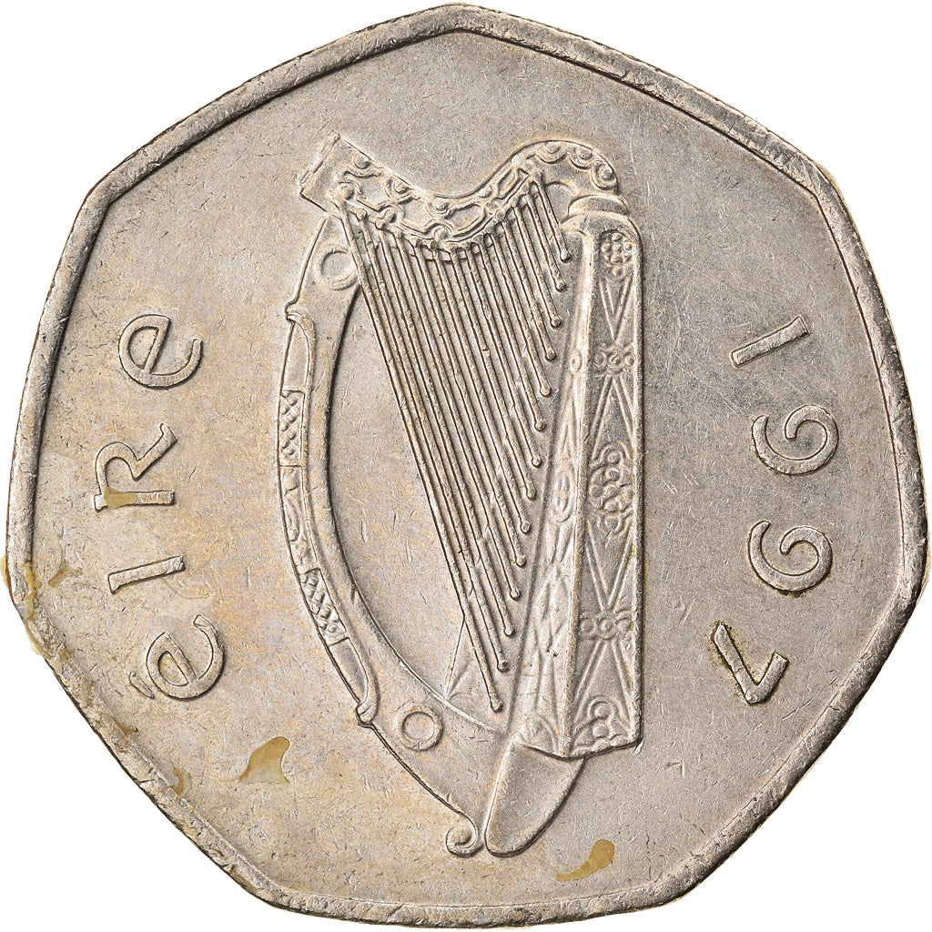 Moneta, REPUBLIKA IRLANDII, 50 Pence, 1997, EF(40-45), Miedź-Nikiel, KM:24