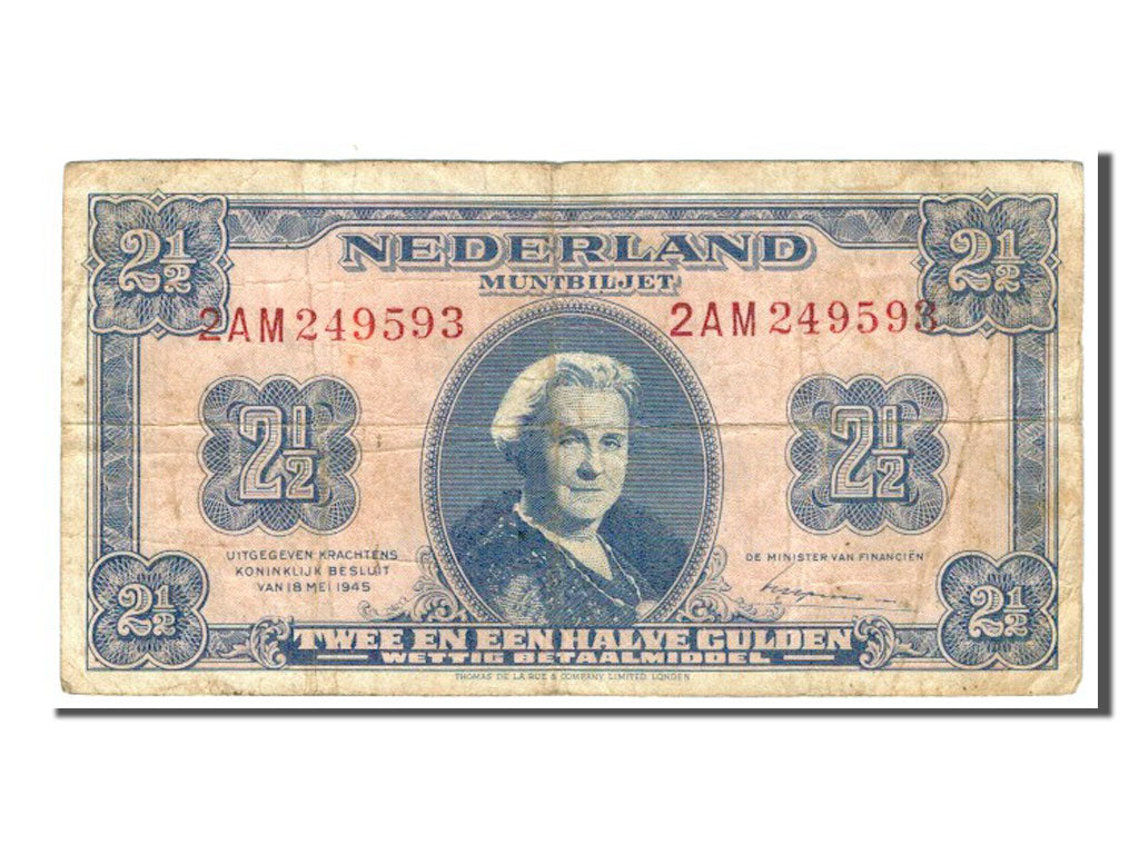 Paesi Bassi, 2 1/2 Gulden, 1945, MB