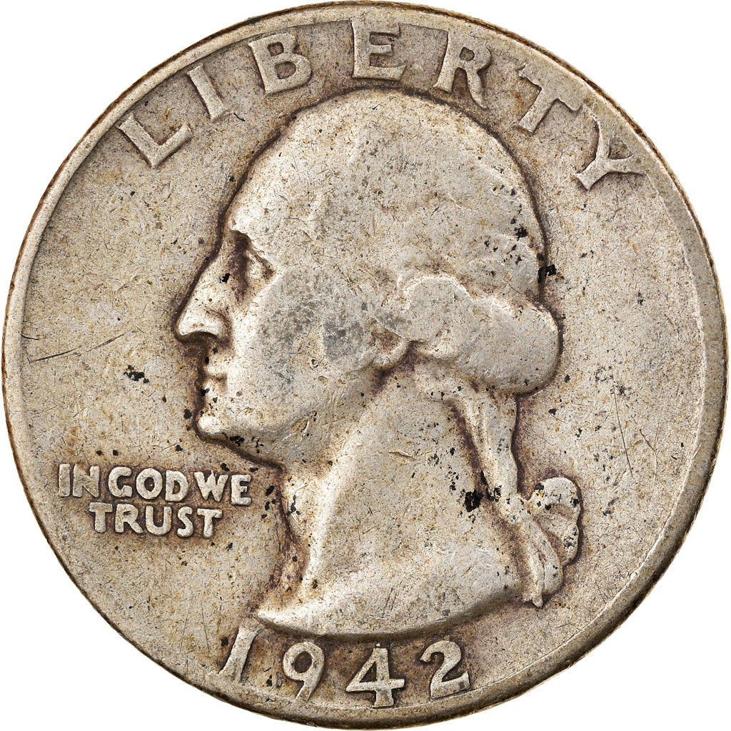 Coin, United States, Washington Quarter, Quarter, 1942, U.S. Mint, Philadelphia