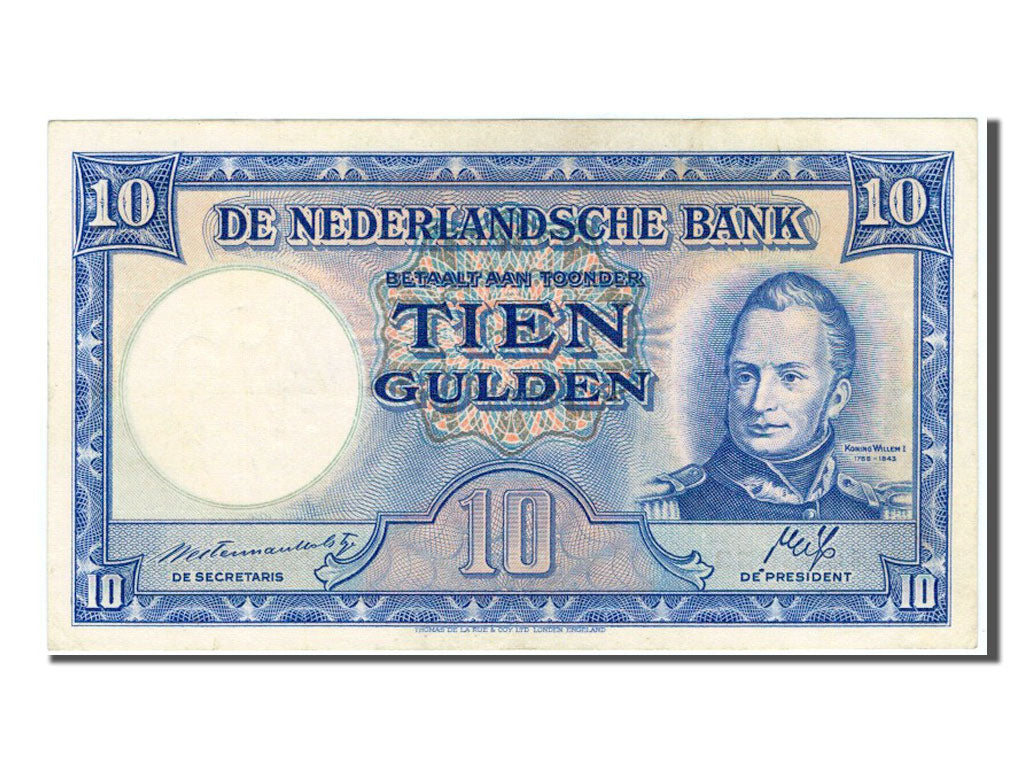 Netherlands, 10 Gulden, 1945, KM #75a, AU(55-58), 2AS