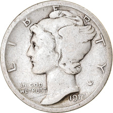 Monnaie, États-Unis, Mercury Dime, Dime, 1917, U.S. Mint, Philadelphie, TB+