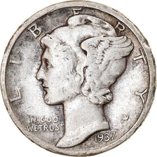 Coin, United States, Mercury Dime, Dime, 1937, U.S. Mint, Philadelphia