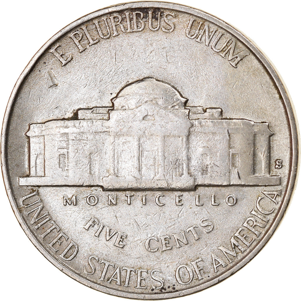 Coin, United States, Jefferson Nickel, 5 Cents, 1941, U.S. Mint, San Francisco