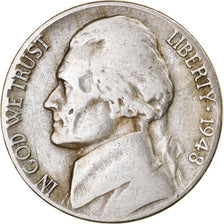 Moneta, USA, Jefferson Nickel, 5 Cents, 1948, U.S. Mint, Philadelphia