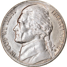 Moeda, Estados Unidos da América, Jefferson Nickel, 5 Cents, 1982, U.S. Mint