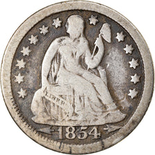 Coin, United States, Seated Liberty Dime, Dime, 1854, U.S. Mint, New Orleans