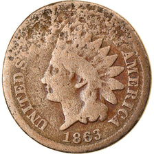 Coin, United States, Indian Head Cent, Cent, 1863, U.S. Mint, Philadelphia