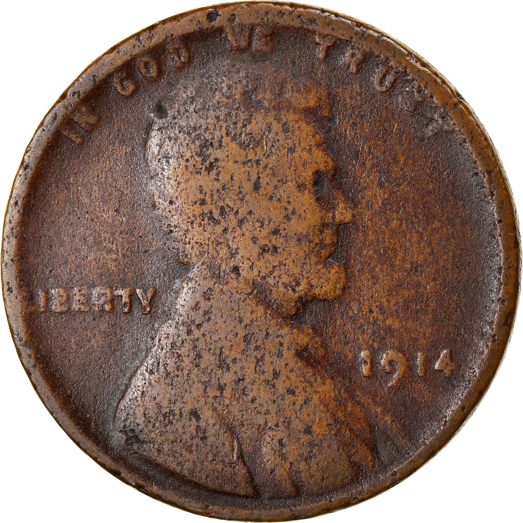 Coin, United States, Lincoln Cent, Cent, 1914, U.S. Mint, Philadelphia