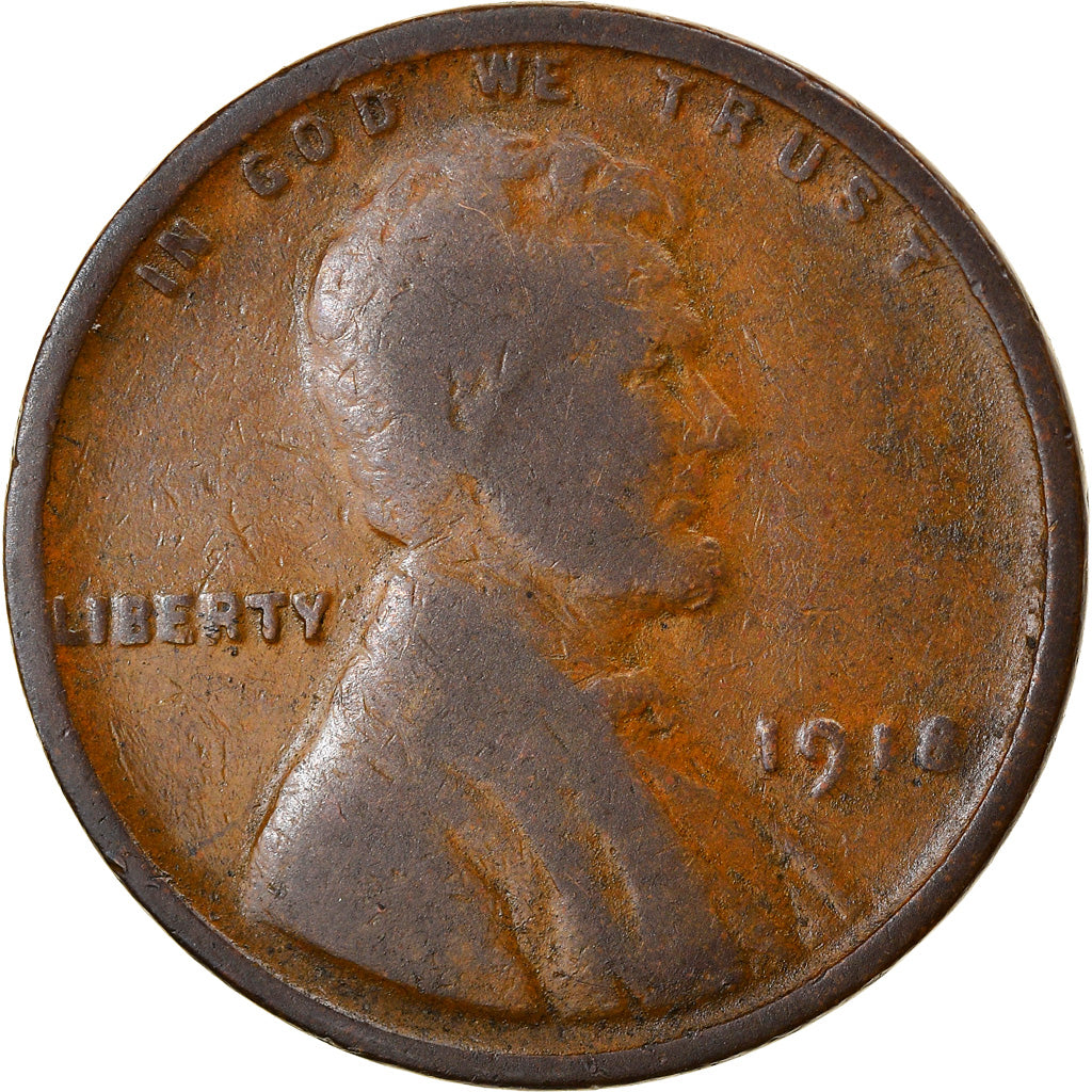 Coin, United States, Lincoln Cent, Cent, 1918, U.S. Mint, Philadelphia