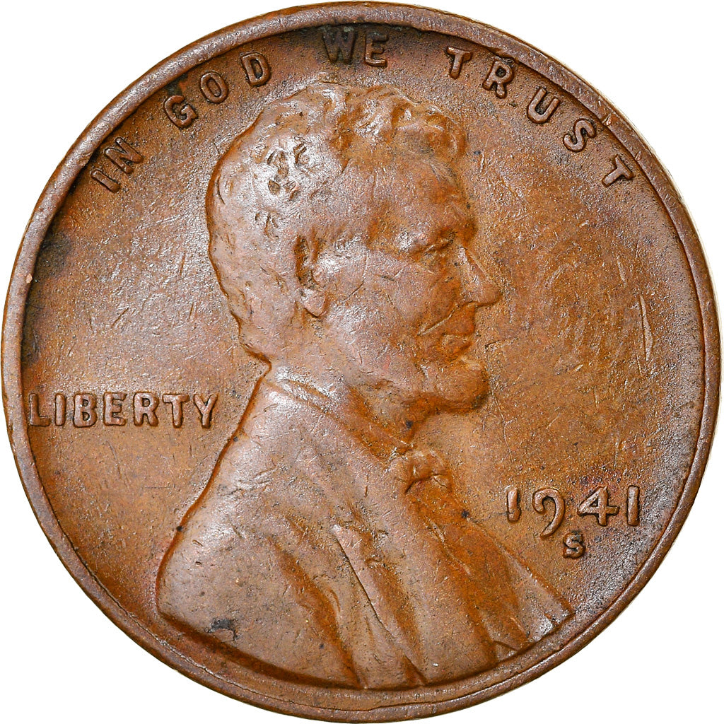 Coin, United States, Lincoln Cent, Cent, 1941, U.S. Mint, San Francisco