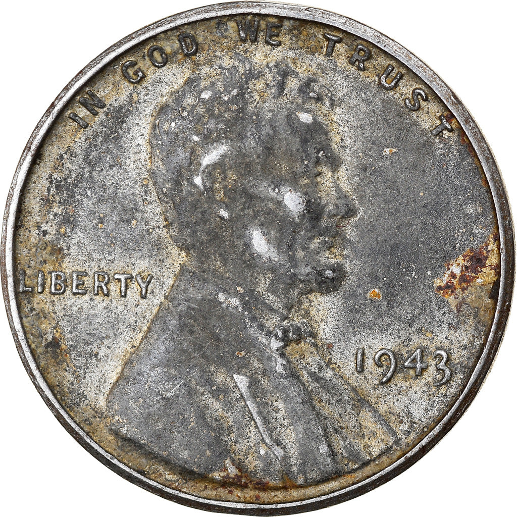 Coin, United States, Lincoln Cent, Cent, 1943, U.S. Mint, Philadelphia