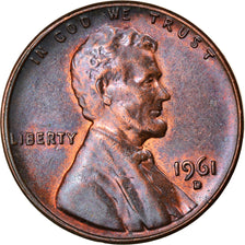 Coin, United States, Lincoln Cent, Cent, 1961, U.S. Mint, Denver, AU(50-53)