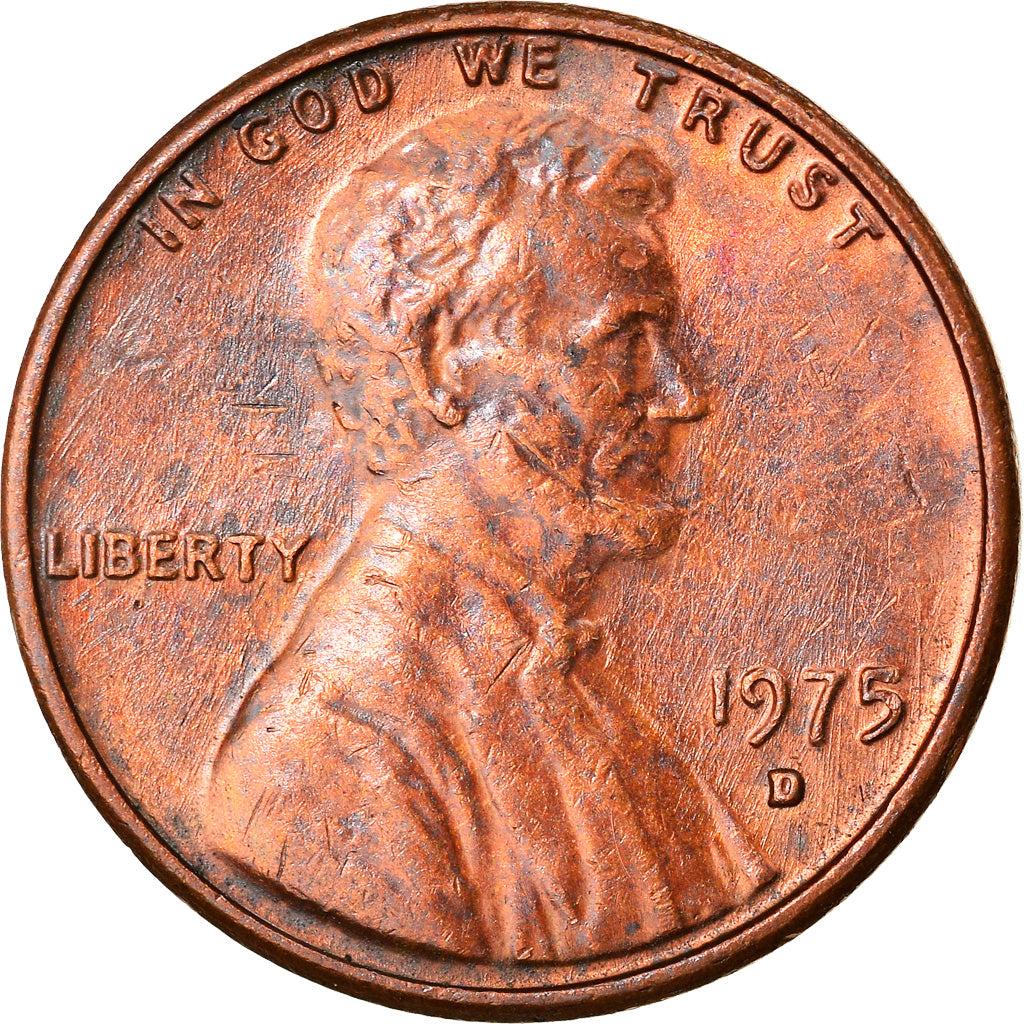 Moneta, Stati Uniti, Lincoln Cent, Cent, 1975, U.S. Mint, Denver, BB+, Ottone