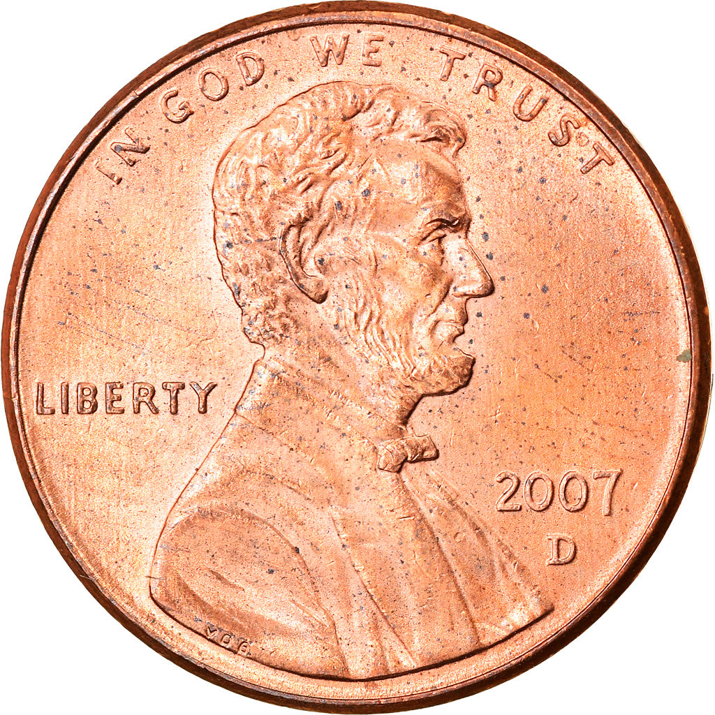 Coin, United States, Lincoln Cent, Cent, 2007, U.S. Mint, Denver, MS(63), Copper