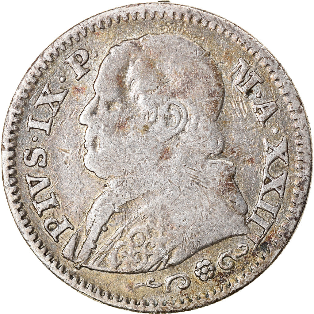 Coin, ITALIAN STATES, PAPAL STATES, Pius IX, 10 Soldi, 50 Centesimi, 1868, Roma