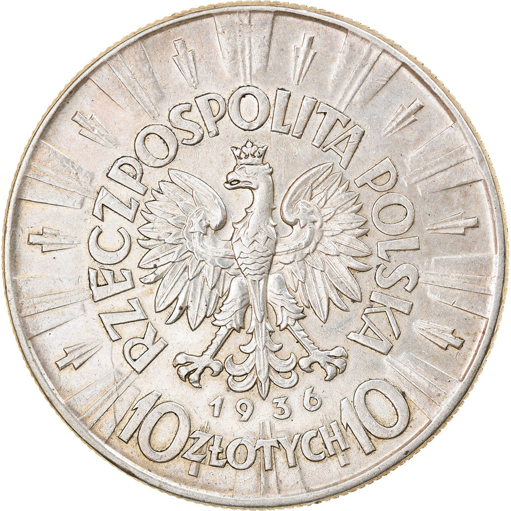 Coin, Poland, 10 Zlotych, 1936, Warsaw, AU(50-53), Silver, KM:29
