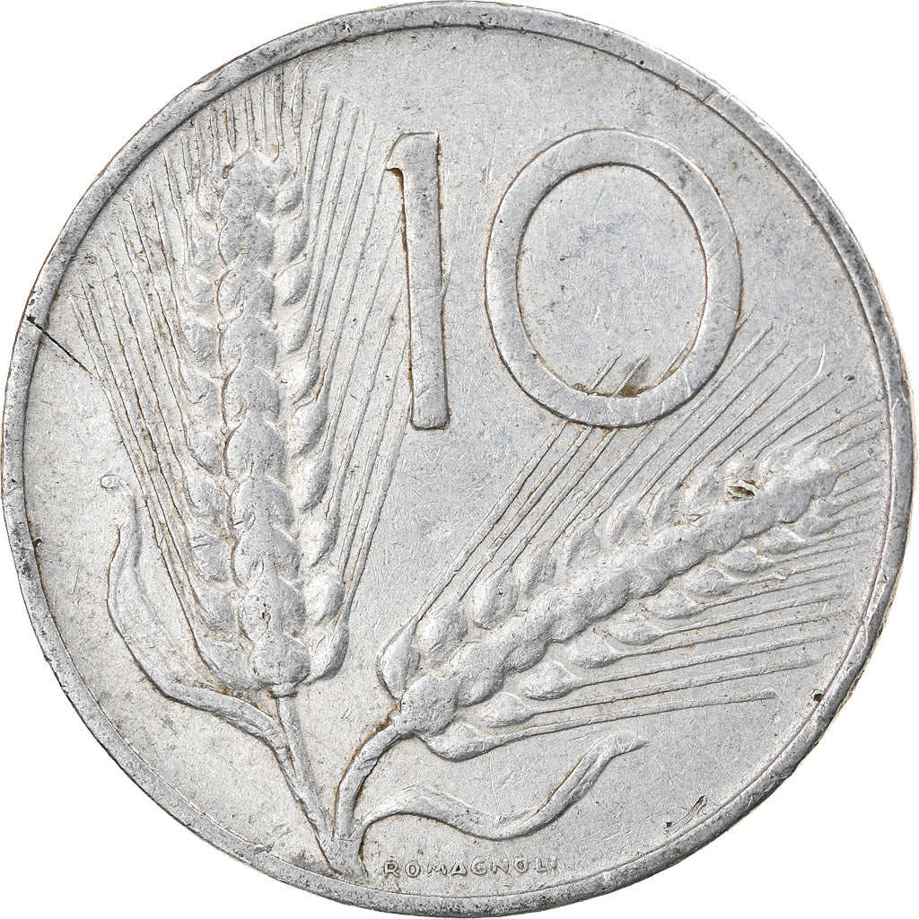 Coin, Italy, 10 Lire, 1965, Rome, EF(40-45), Aluminum, KM:93