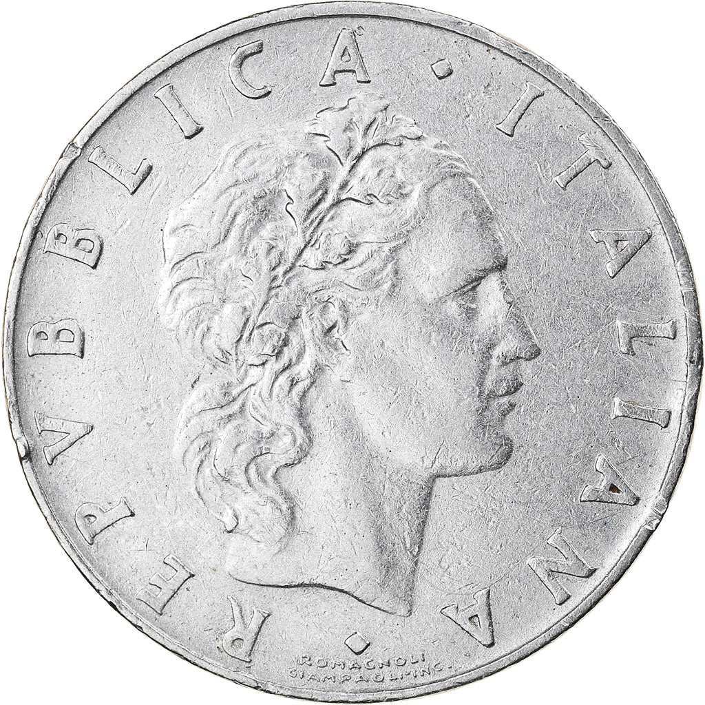 Moneta, Italia, 50 Lire, 1959, Rome, MB+, Acciaio inossidabile, KM:95.1