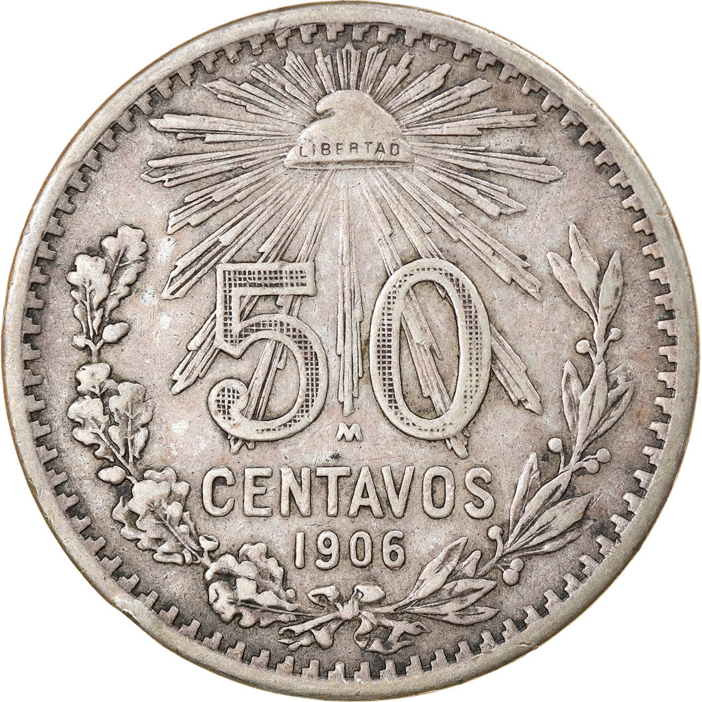 Coin, Mexico, 50 Centavos, 1906, Mexico City, EF(40-45), Silver, KM:445
