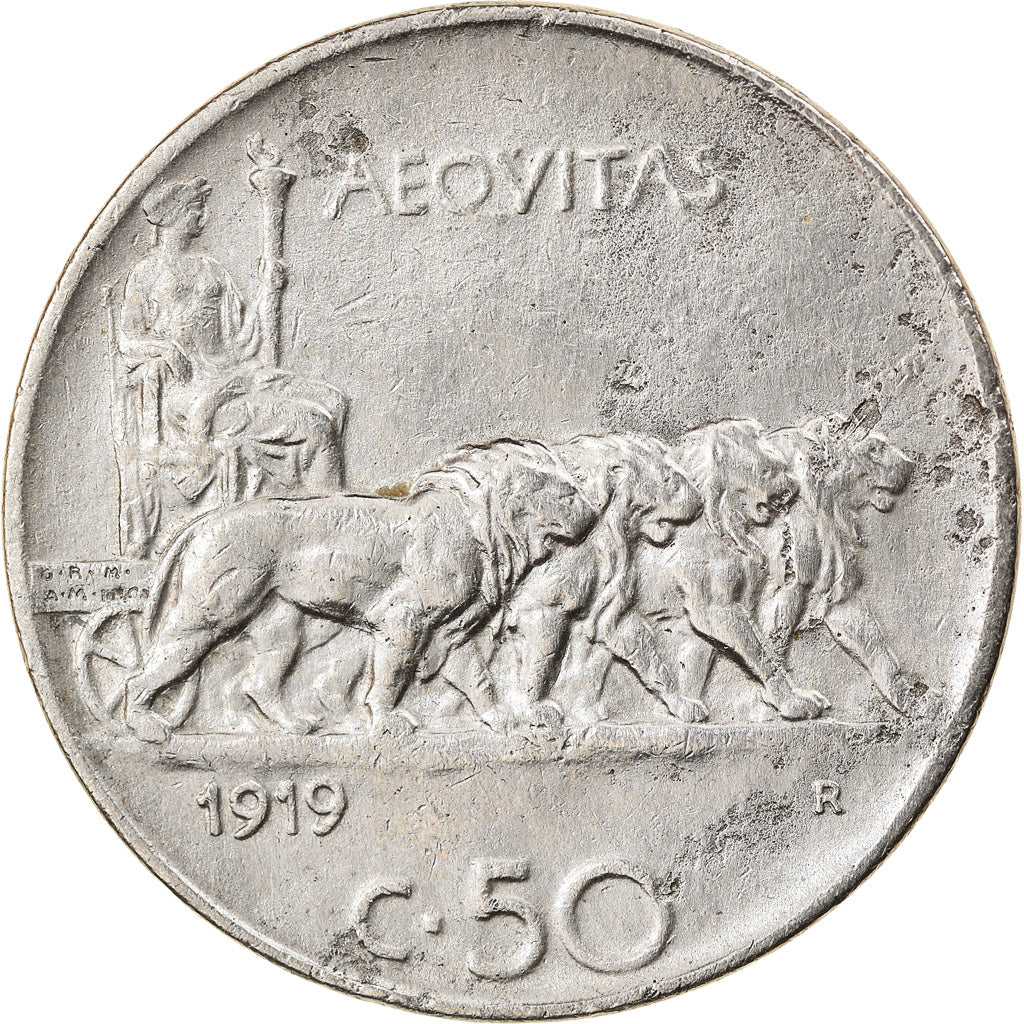 Monnaie, Italie, Vittorio Emanuele III, 50 Centesimi, 1919, Rome, TTB, Nickel