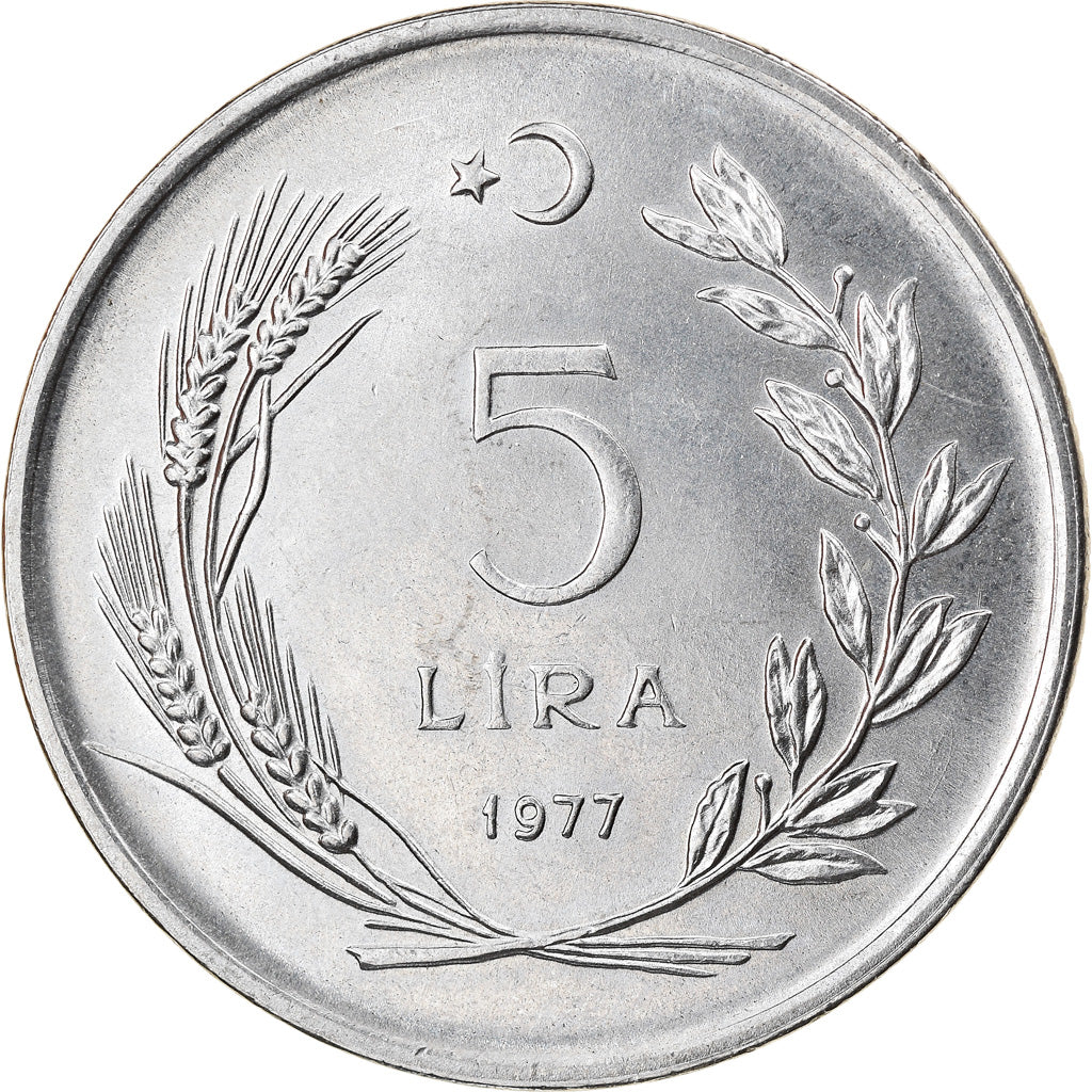 Monnaie, Turquie, 5 Lira, 1977, TTB, Stainless Steel, KM:905