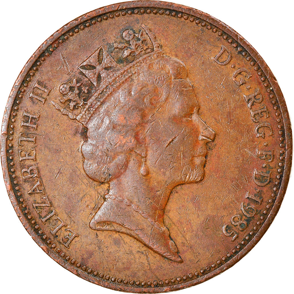 Moneta, Wielka Brytania, Elizabeth II, 2 Pence, 1985, VF(20-25), Bronze, KM:936