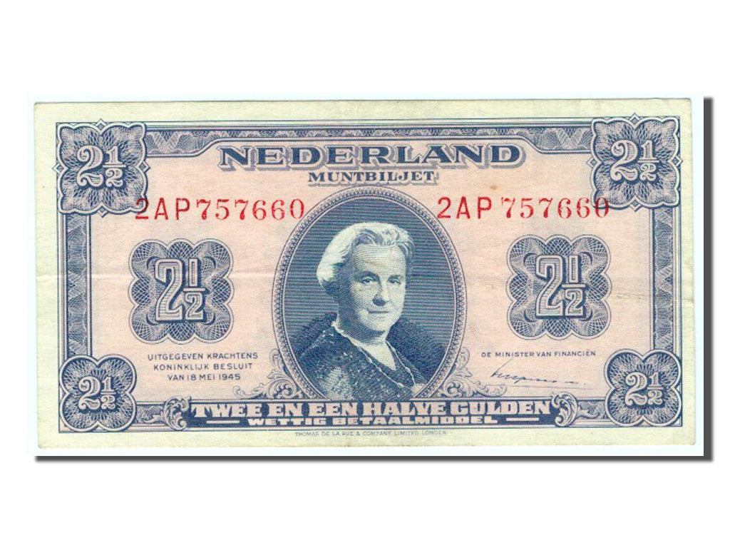 Paesi Bassi, 2 1/2 Gulden, 1945, BB+