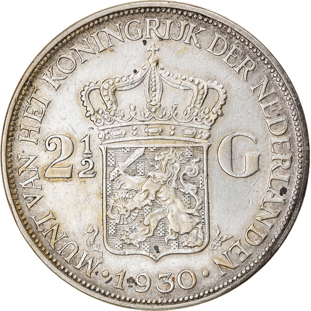 Coin, Netherlands, Wilhelmina I, 2-1/2 Gulden, 1930, EF(40-45), Silver, KM:165