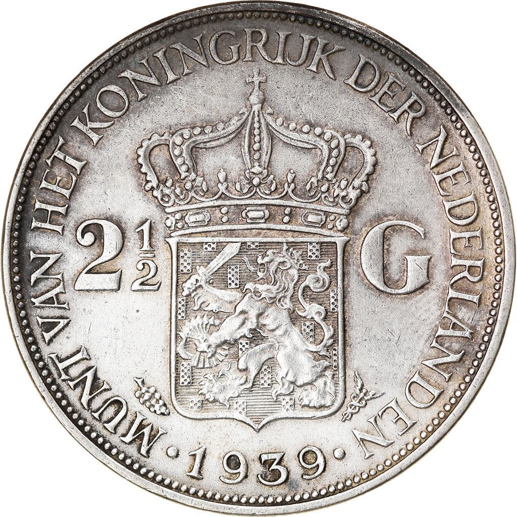 Munten, Nederland, Wilhelmina I, 2-1/2 Gulden, 1939, Utrecht, ZF, Zilver, KM:165