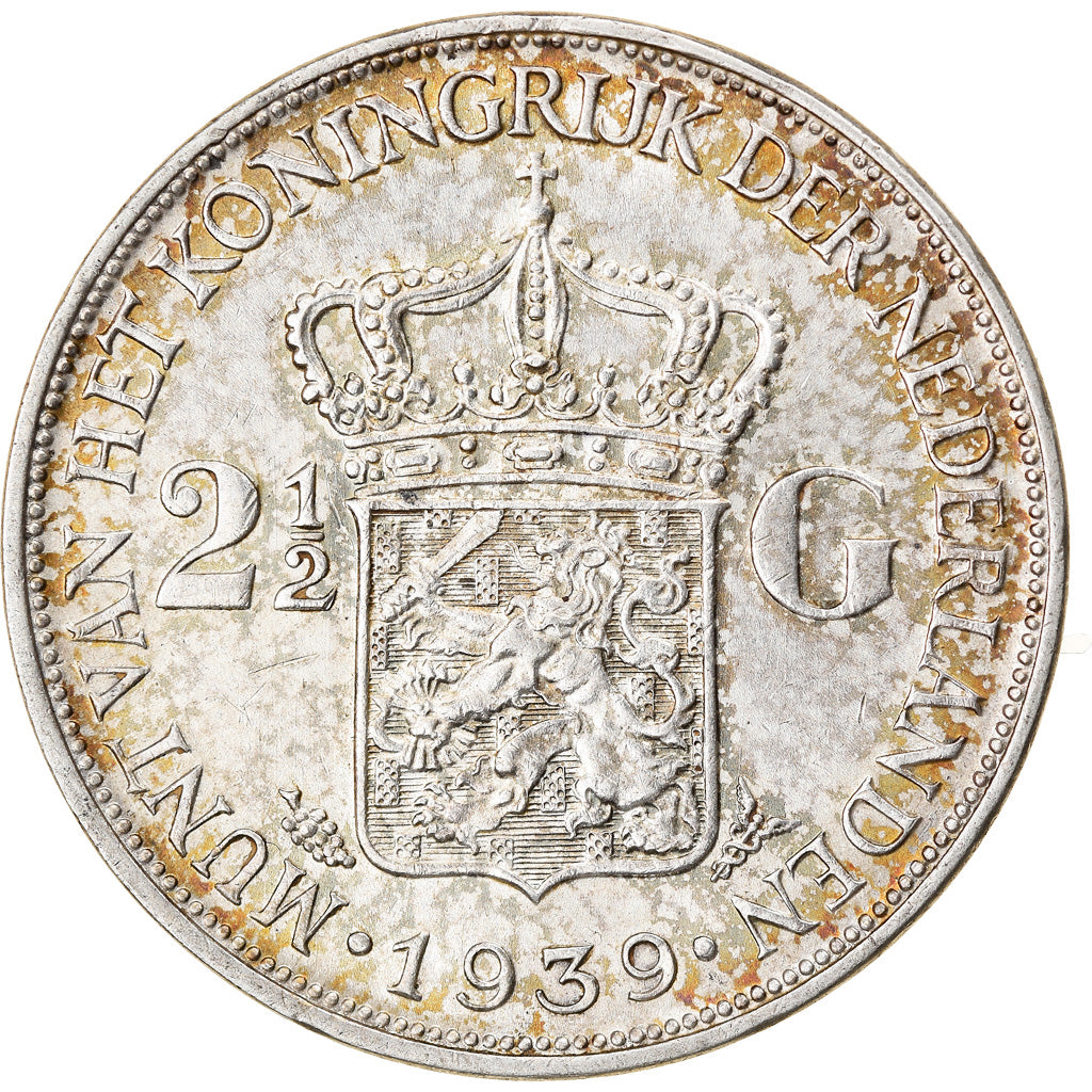 Moneta, Paesi Bassi, Wilhelmina I, 2-1/2 Gulden, 1939, Utrecht, BB, Argento