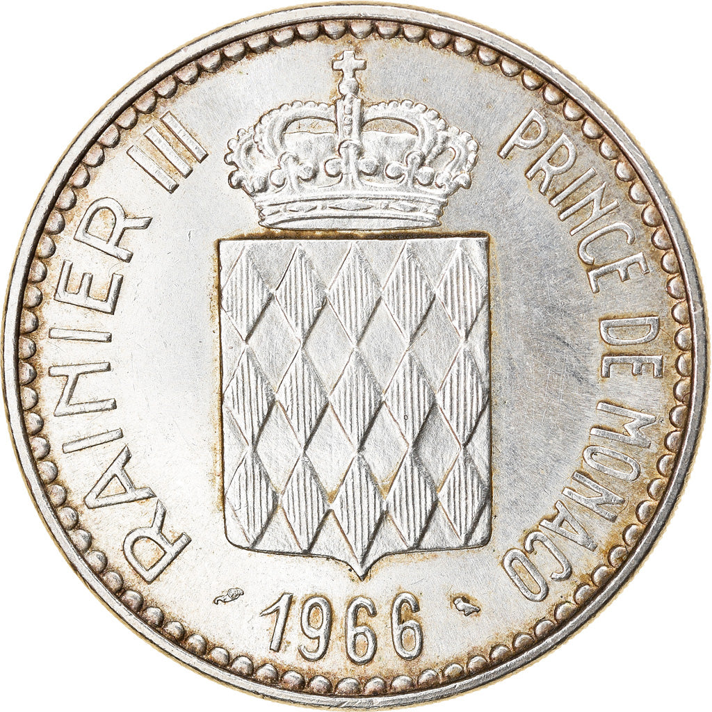 Coin, Monaco, Rainier III, 10 Francs, 1966, EF(40-45), Silver, KM:146