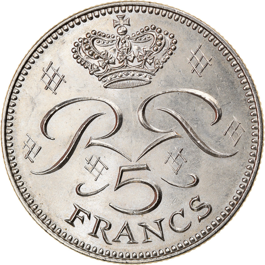 Coin, Monaco, Rainier III, 5 Francs, 1974, EF(40-45), Copper-nickel, KM:150