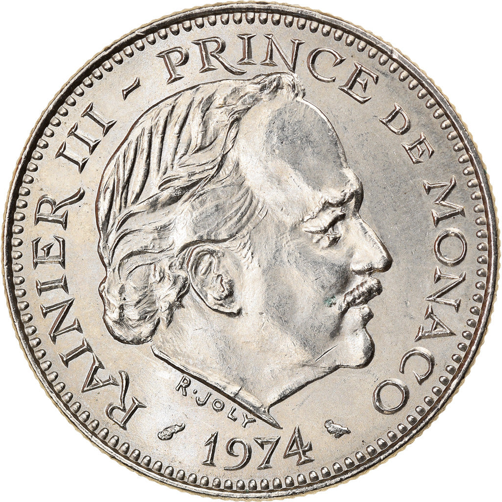 Coin, Monaco, Rainier III, 5 Francs, 1974, AU(55-58), Copper-nickel, KM:150