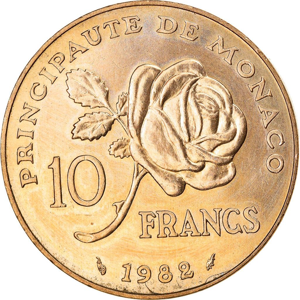 Coin, Monaco, Rainier III, 10 Francs, 1982, AU(50-53), Copper-Nickel-Aluminum