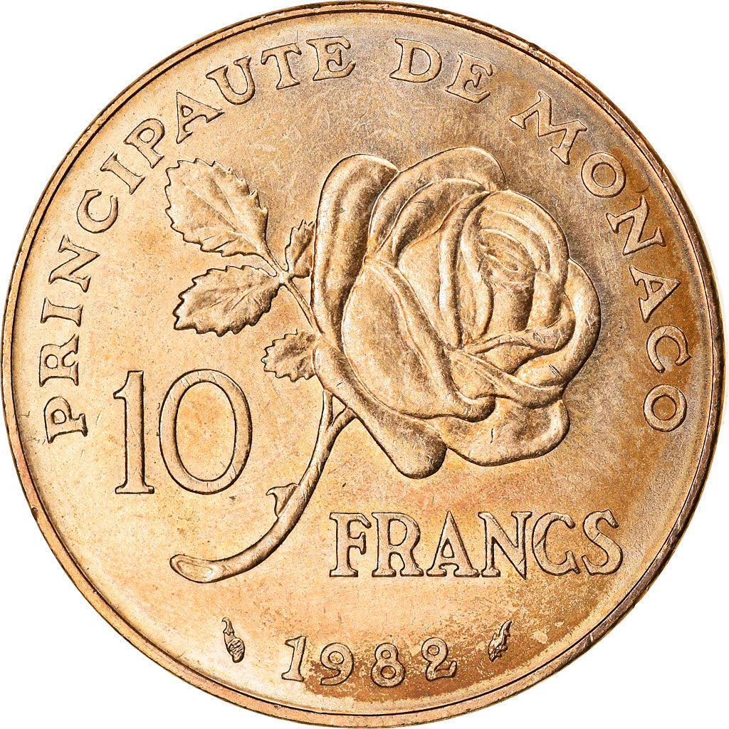 Coin, Monaco, Rainier III, 10 Francs, 1982, EF(40-45), Copper-Nickel-Aluminum