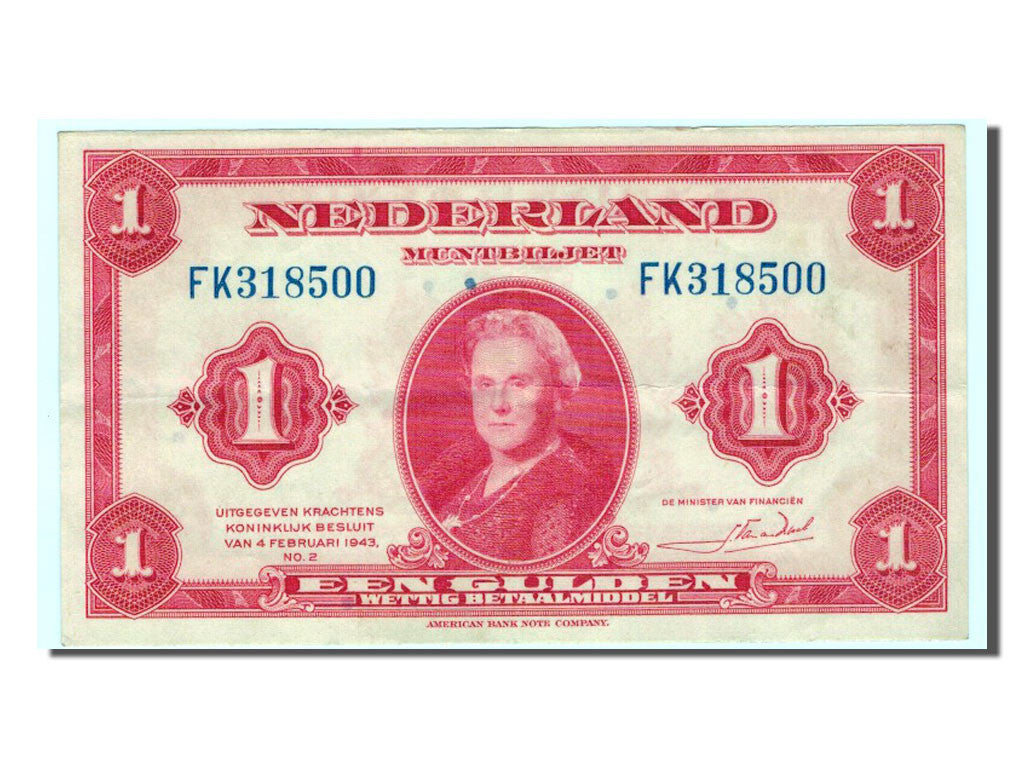 Banknote, Netherlands, 1 Gulden, 1943, AU(55-58)