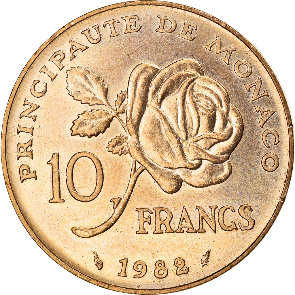 Coin, Monaco, Rainier III, 10 Francs, 1982, EF(40-45), Copper-Nickel-Aluminum